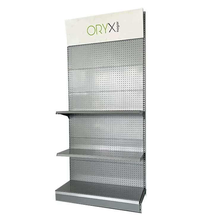 Shanghai Xingye Shelf Supplier Custom Logo Silver Gray Color Exhibition Shelf Display Racks Supermarket Shelves