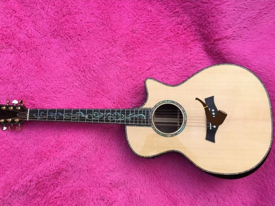 2018 New body cut Chaylor acoustic guitar Real abalone solid top electric acoustic guitar