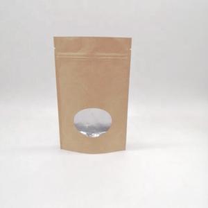 Kraft Biodegradable Stand Up Pouches Paper Bag With Clear Window