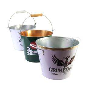 China Rust Resistant Metal Tin Cans Round Galvanized Metal Ice Bucket With Bottle Opener factory