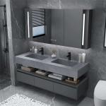 Raised Panel Plywood Vanity Bathroom Cabinet With Quartz Stone Vanity Top