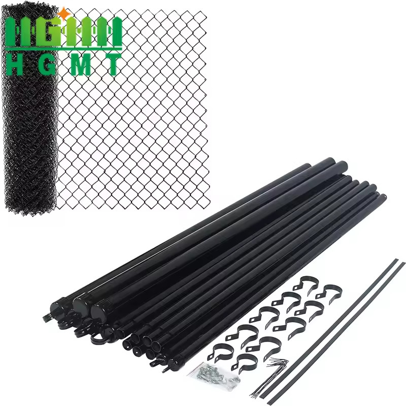 China 9Gauge Black PVC Coated Chain Link Fence 50FT Per Roll factory