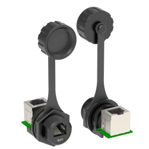 China RJ45 Jack Waterproof Ethernet Cable Male To Female With Dust Cap factory