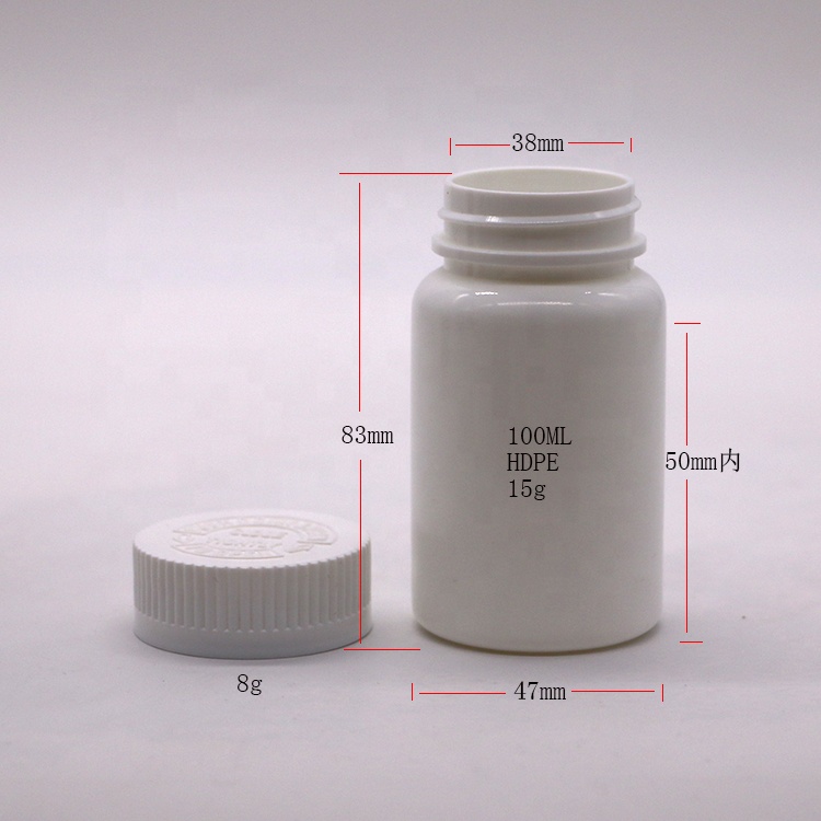Custom Color Label Stickers 100ml HDPE Plastic Bottle for Supplement Pill Capsules