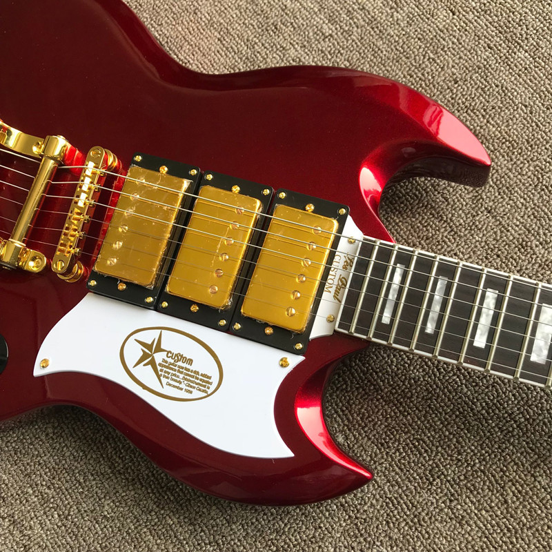 Custom SG Electric Guitar with Metal Red Color