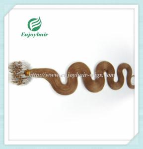 China Micro ring loop hair extensions 16&quot;-26&quot;L indian remy hair 27# color body wave hair factory