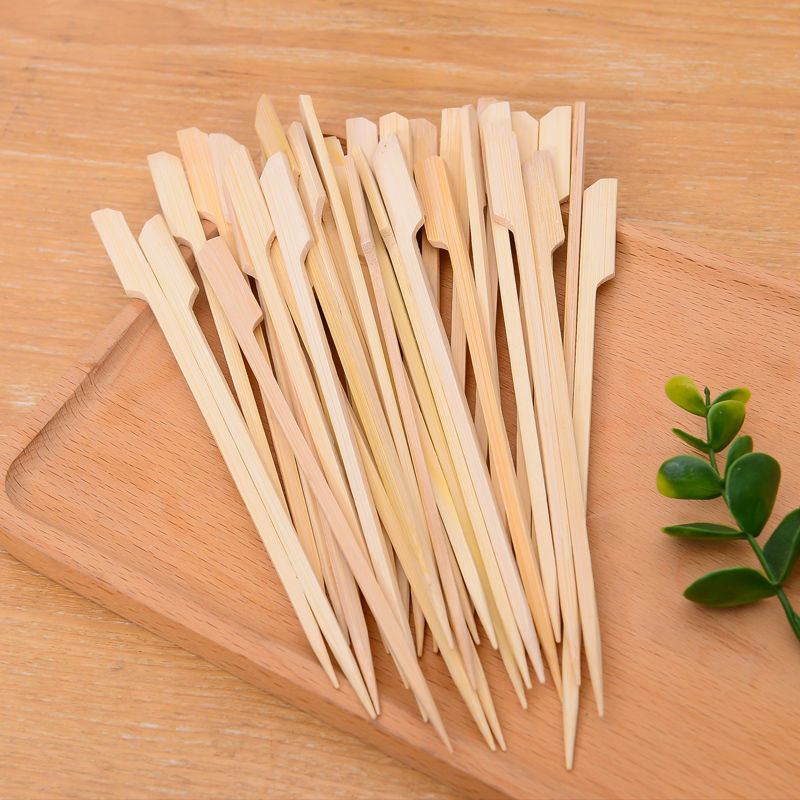 Barbecue Tools Disposable Bamboo Stick 15-30cm Non-slip Flat Blue Bamboo Stick