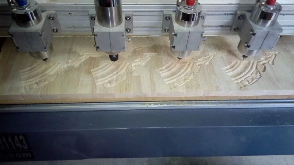 Solid Wood Cabinet Door CNC Engraving Machine Four Spindle 2018F6