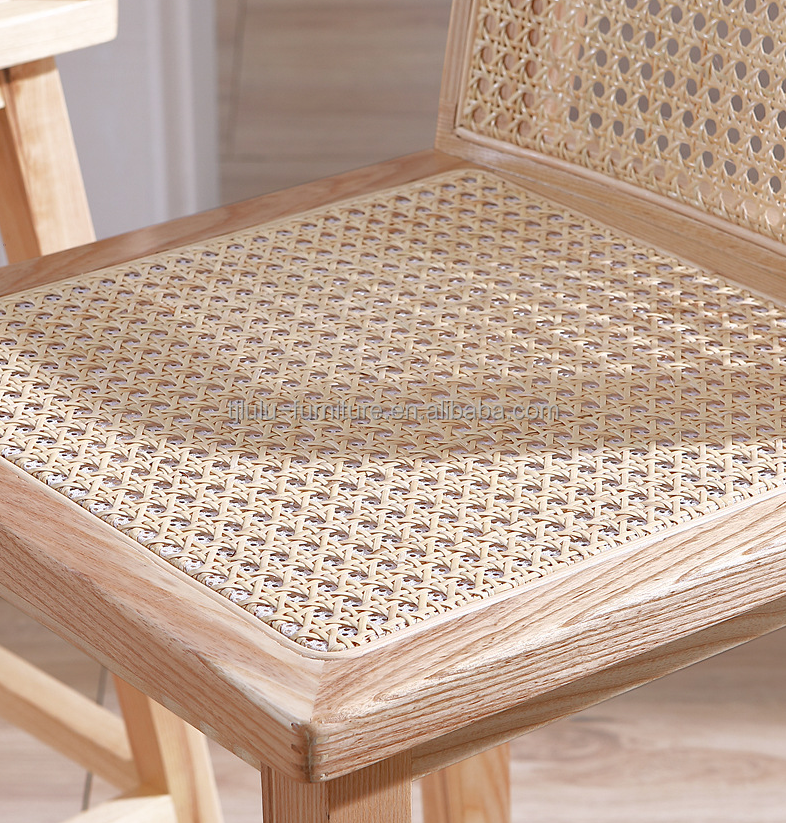 W46*D46*H93cm Bar Furniture Nordic Rattan Chair High Legs Chair Bar Stool Wood Chair for Bar
