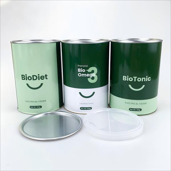 Custom powder food packaging round tube cylindrical box paper foil jar penny