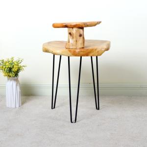 Bedroom 70cm Height Double Layer Rustic Pine Coffee Table