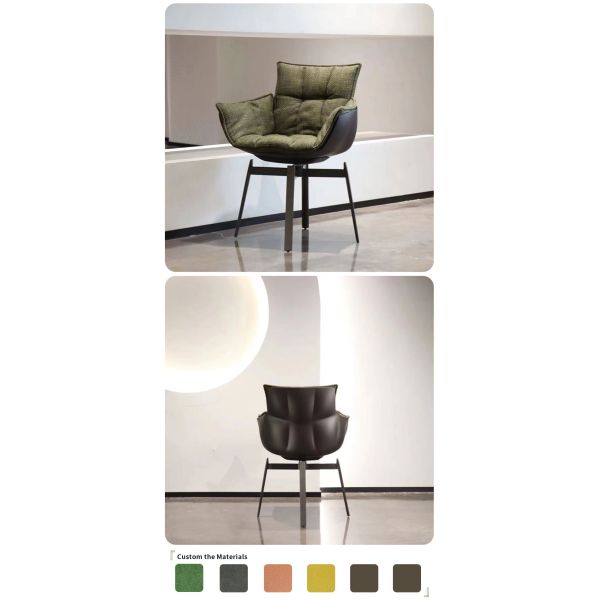 Synthetic Leather Dining Chair MOYI Swivel Shell Chair Italian Design Fabric Fiberglass Modern Dining Room Seating Chair
