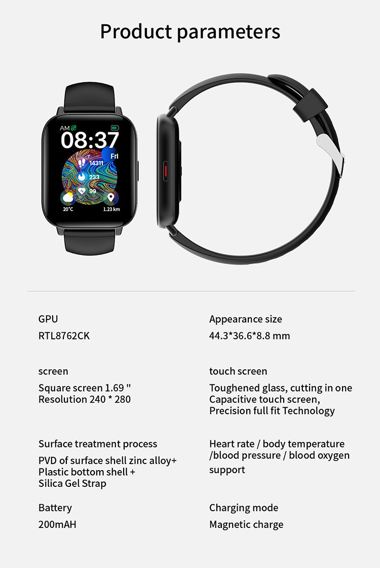 Hd Large Screen Fitness Tracker Smart Watch Outdoor Rugged S07