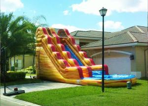 China Volcano Blow Up Water Slide , Outdoor Pool Slide Inflatable Lead Free factory
