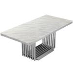 Width 39inch Stainless Steel Kitchen Table Set Artificial Marble Top Dining