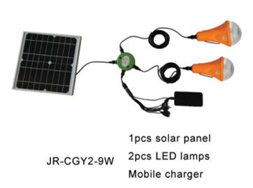 Solar power home lighting kits 9W panel lithium battery with remote control