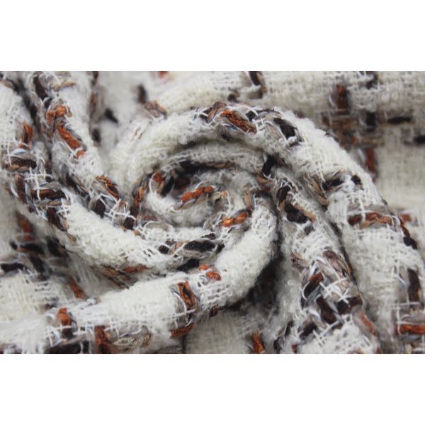 Stock Luxury Yarn Dyed Worsted with Wool Tweed Fabric for Autumn and Winter Dresses Women's Coat Clothing Jack