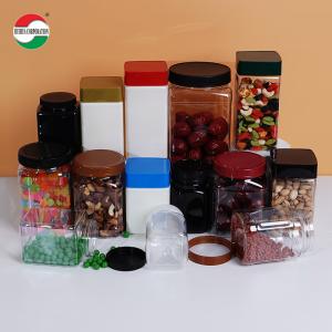 Square Cans Clear Plastic Jars With Lids Screw Top Custom Labels Package Large