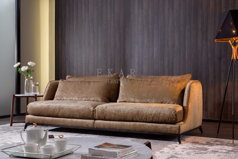 2.4m Brown Long Couch Fabric Furniture Big Living Room Sofa