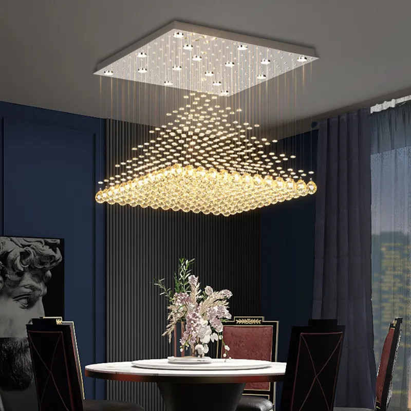 Hardwired Contemporary Crystal Chandelier Ceiling Light 82-265 Volts