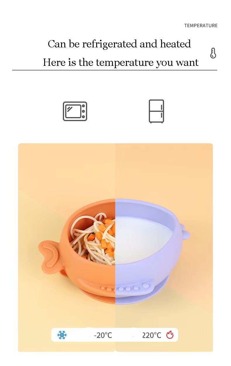 Soft Silicone Children Cartoon Fish Shaped Sucker Bowl Food Grade Silicone Children'S Tableware Bowl