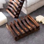 Natural Wooden Bamboo Soap Dish, Soap Dish Wooden Shower