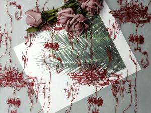 China Tulle Mesh Red Embroidered Lace Fabric For Girl Dress factory