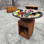 Rusted Steel BBQ Grill With Removable Ash Catcher For Wood / Charcoal Fuel