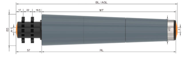 Curved Tapered Conveyor Roller With Polymer Sprocket For Heavy Load Conveying
