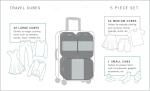 Black Large Capapcity Luggage Packing Organization Cubes 5 Pack Travel Bag with