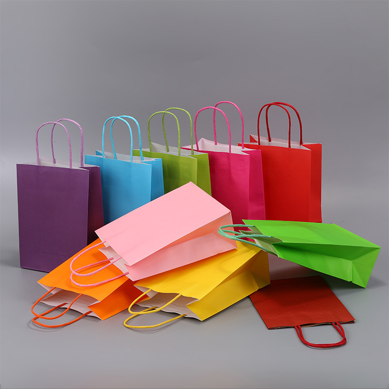 Hot Style Fashion Blank Twist Handle Kraft Paper Shopping Bag with Hand Length Handle