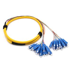 SC UPC 24 Cores Fiber Optic Pigtail OFNR W/2 Bundles Fiber Breakout Cable OS2 Yellow Jacket