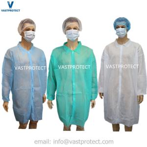 China Nonwoven Disposable White Button Closure Lab Coat S-2XL factory