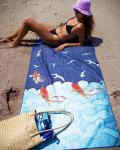 Bulk Custom Screen Printed Logo Beach Towel Opp Bag Packaging
