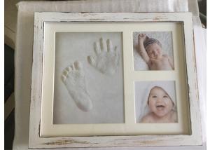 China Vintage Clay Handprint Frame Kit Child / Baby Photo Frame With Air Dry Clay factory