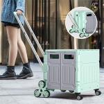 Folding Portable Rolling Crate Wheel Box Shopping Trolley With Lid Wear