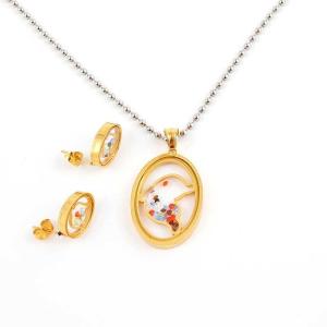 China South American Fashion Stainless Steel Earrings With Matched Pendant Necklace Set CQT36 factory