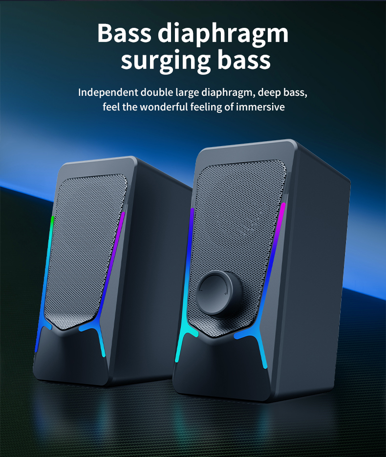 CO707 Gaming RGB Desktop Speakers 2.0 Channel USB Powered Stereo for Computer Desktop