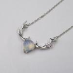 Abatis Shape Sterling Silver Necklace / Mirror Polished Selenite Rurutia Stone