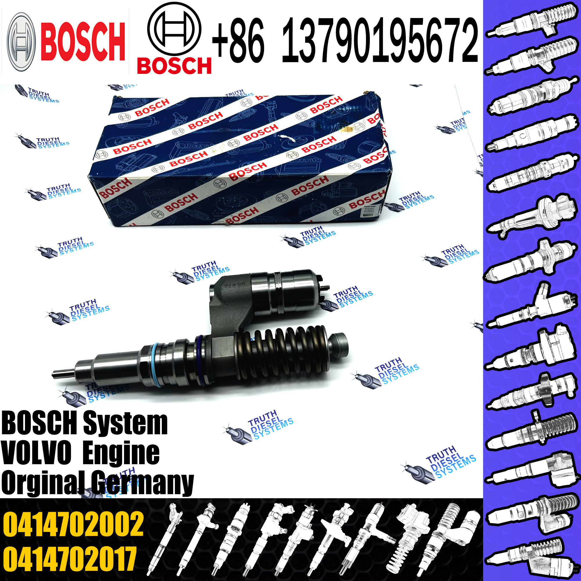 New Diesel Unit Injector 0414702002 0414702017 0414702008 0986441005 0986441105 0986441905 For VOL FH 12 340 / 380 / 4