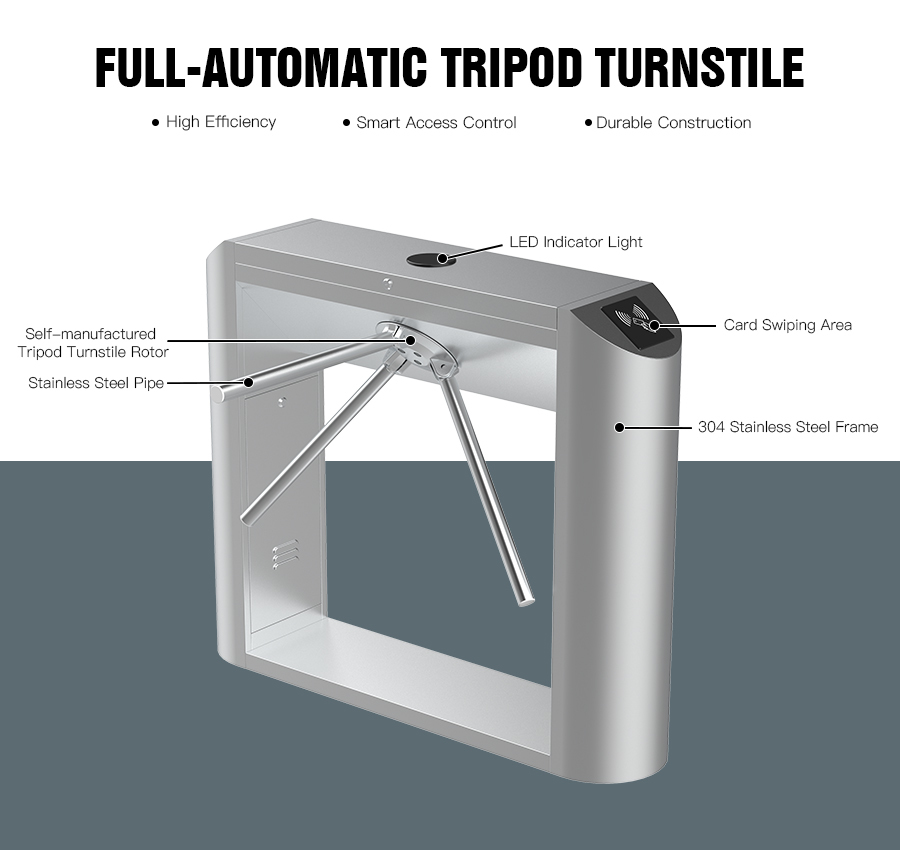 HCW Fingerprint Tripod Turnstile Gate Automatic RS485 Communication Interface