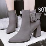 833-3 Korean Fashion Pointed Martin Boots Female Frosted Thick Heel Sexy Female