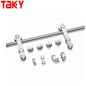 China Frameless Glass Shower Room Rolling Barn Sliding Door Track Hardware Kit with Acrylic Tray factory