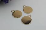 Excellent quality zinc alloy light gold small flat round shape metal label plate