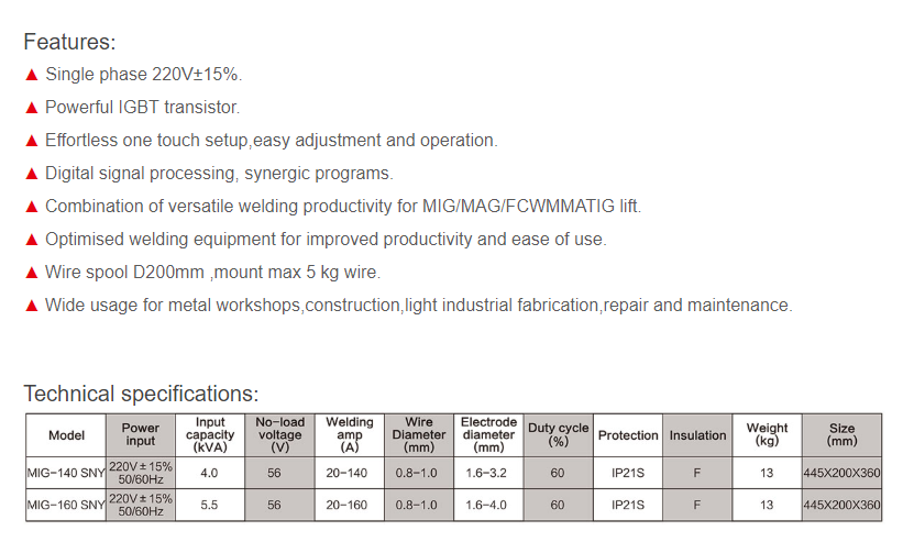 MIG 140SNY Welding machine