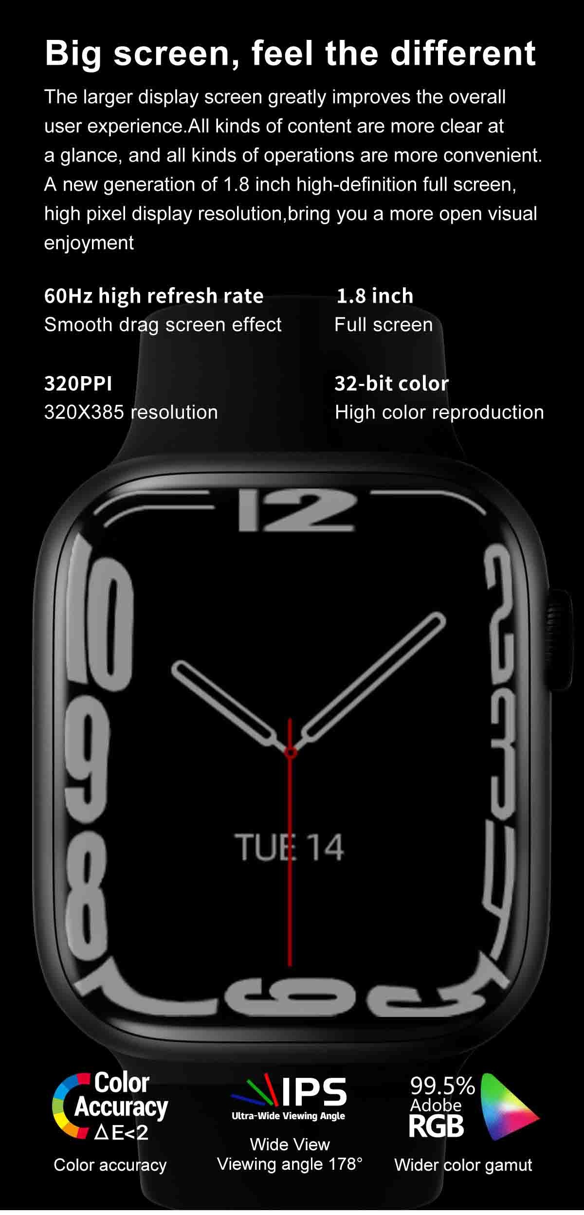 DT300PRO MAX Fitness Tracker Smartwatch For Notifications 1.8 Inch Screen