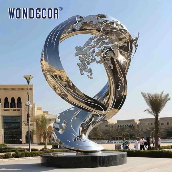 Large outdoor square forged metal modern irregular geometric stainless steel