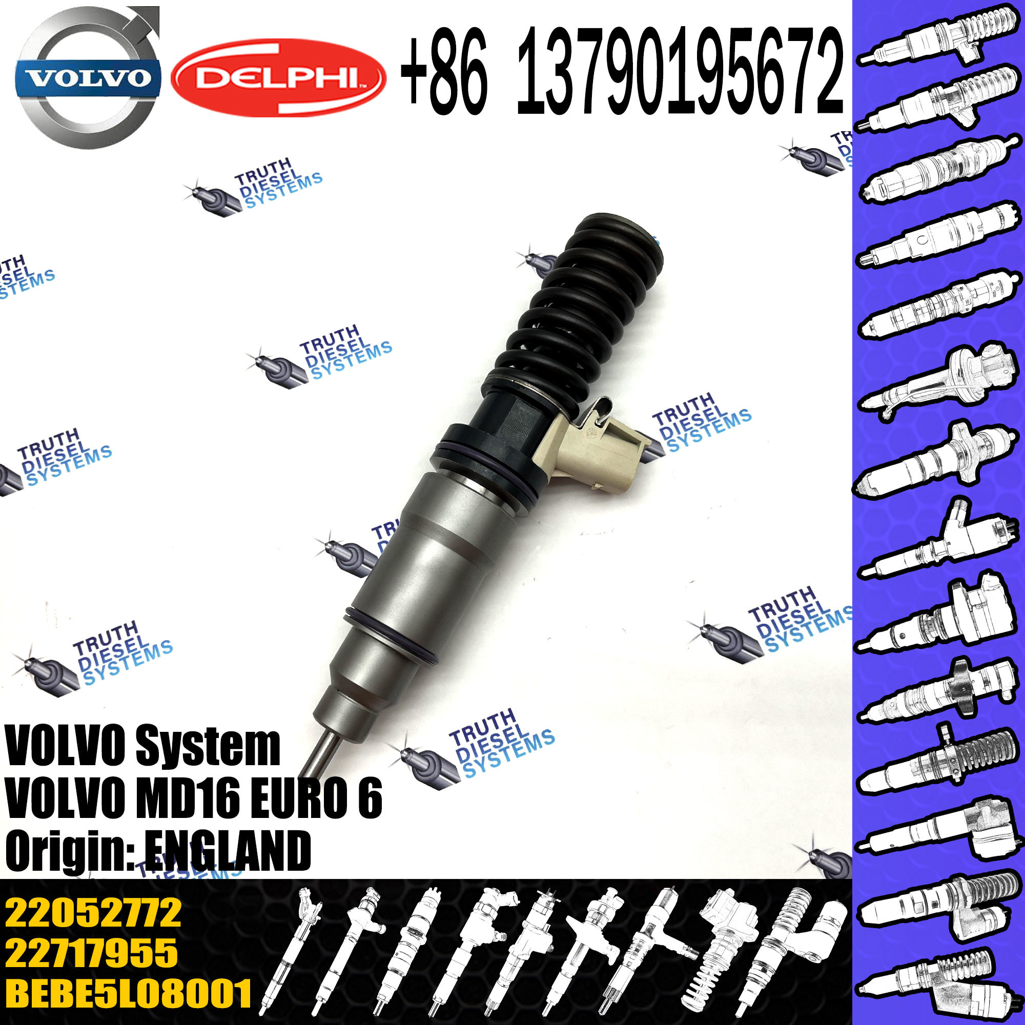 New Diesel Fuel Injector 10.5 MM BORE L433TBE for E3.5 VOL TRUCK MD16 22052772 BEBE5L08101/BEBE5L08001 22717955