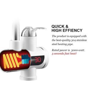 China Deck Mounted 3000W Kitchen Instant Hot Water Tap With LED EU Plug factory