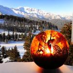 600mm Garden Fire Ball Sphere Corten Steel wood burning Outdoor Fire Pits